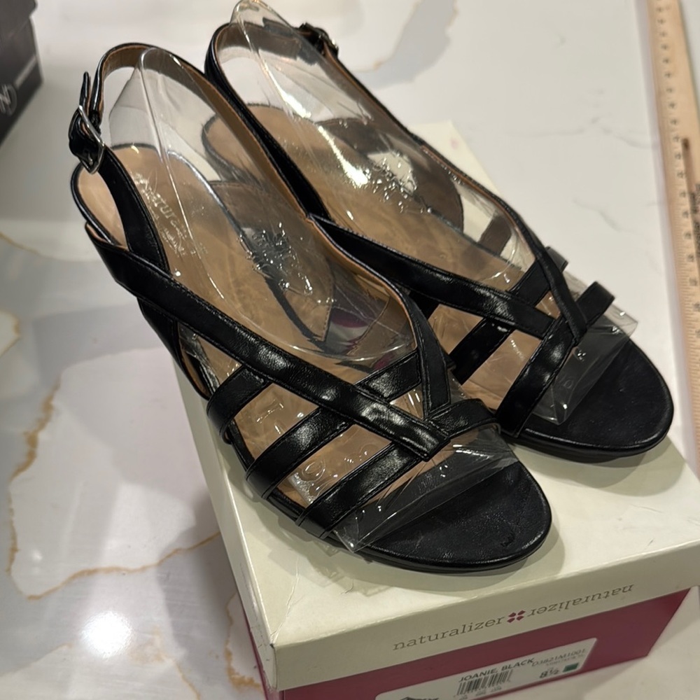 Naturalizer Black Joanie Wedge Sandals with Elegant Straps